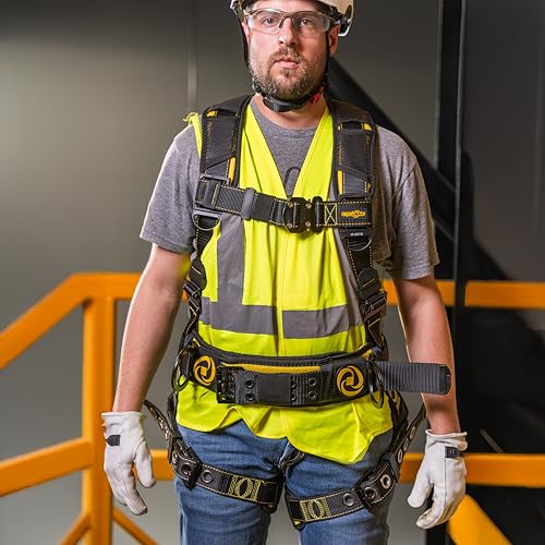 Guardian Fall Protection Guardian 21029 Cyclone Construction Harness with Waist Pad | Side D-Rings | OSHA & ANSI Compliant | Black/Yellow | Small - Image 2