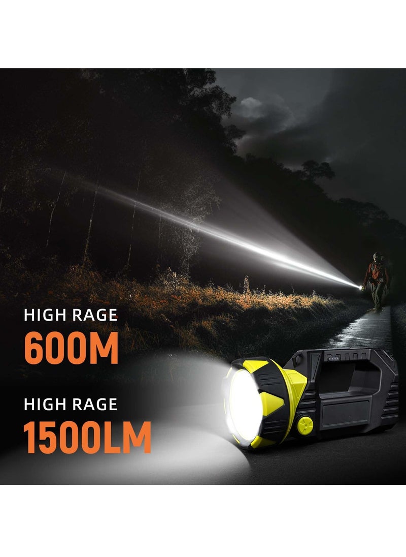 SYOSI - Rechargeable LED Camping Lantern, 1500LM, 8 Light Modes, 4800mAh Spotlight Flashlight with 90° Rotate Head, Handheld Lantern Flashlight for Hurricane Emergency, Hiking (With USB cable) - Image 1