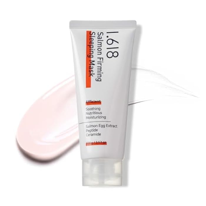 1.618 Salmon Firming Sleeping Mask for Women 11 Korean Ingredients Night Moisturizer Face Cream 100g Golden Ratio Formula Lightweight Texture Hydrating Overnight Masks Skin Care for Radiant Glow - Image 1