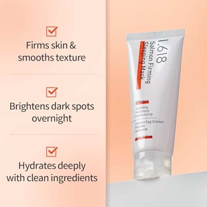 1.618 Salmon Firming Sleeping Mask for Women 11 Korean Ingredients Night Moisturizer Face Cream 100g Golden Ratio Formula Lightweight Texture Hydrating Overnight Masks Skin Care for Radiant Glow - Image 3