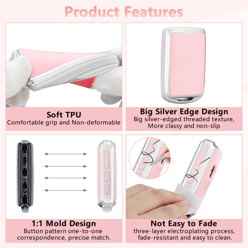 PIFOOG Key Fob Cover for Mazda CX5 CX30 CX9 CX50 3 6 CX90 Pink 4 Button Car Keys Case Shell Bling Keychain Protector Full Covers Accessories Girly Women Cute Silver TPU - Image 5