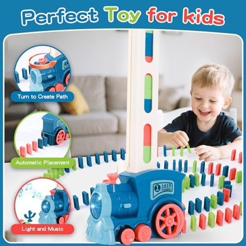 GIGILLI 220Pcs Domino Train Toys Automatic Dominoes Building Train Set for Kids 24 48 Stacking Kids Games Stem Montessori Educational Toys for 3 4 5 6 7 8 Year Old Boys Girls Easter Birthday Gifts - Image 5