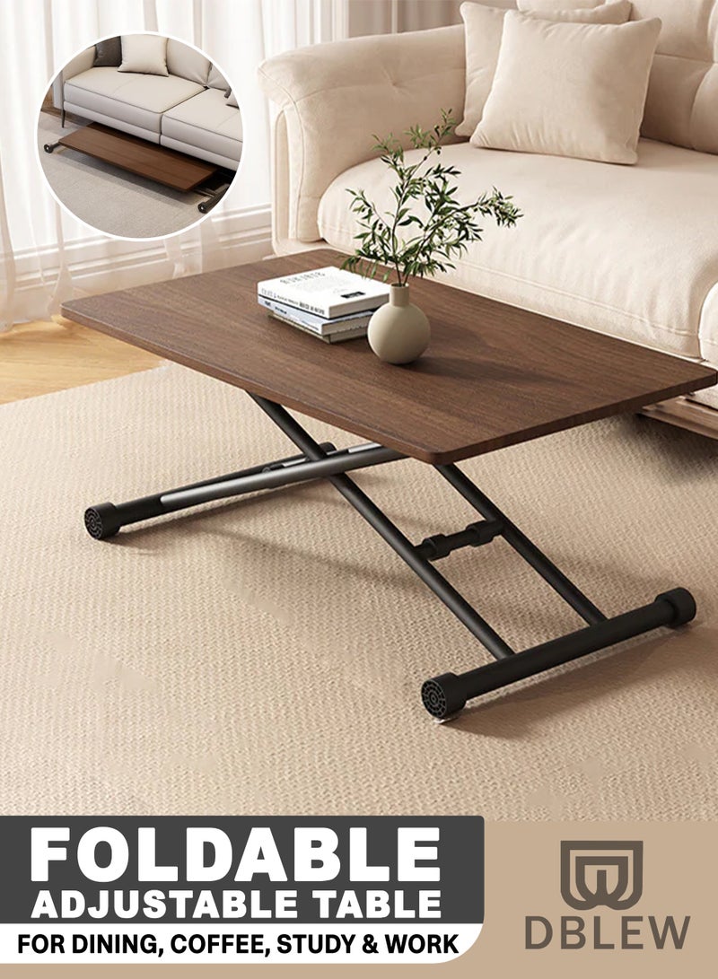 DBLEW Foldable Adjustable Dining Coffee Study Table 90×60 cm – Portable Wooden Laptop Desk with Metal Frame, Space-Saving Home Office Table - Image 1