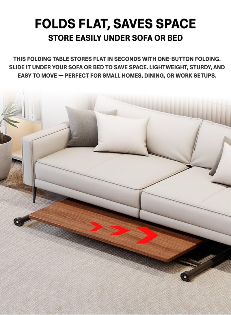 DBLEW Foldable Adjustable Dining Coffee Study Table 90×60 cm – Portable Wooden Laptop Desk with Metal Frame, Space-Saving Home Office Table - Image 3