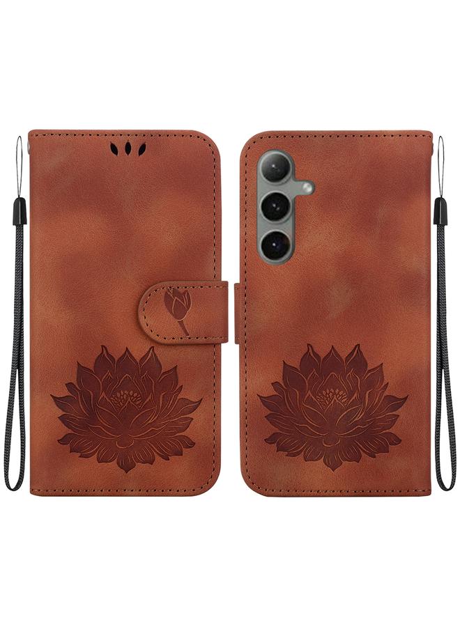 erorex Case For Samsung Galaxy S24+ 5G Lotus Embossed Leather Phone Case  - Image 1