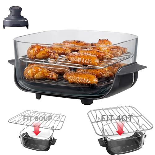 Buwesru 2PCS Crisper Rack for Ninja Crispi Air Fryer FN101 Wire Rack for COSORI Rellytech Crispi Accessories Grill Racks for Ninja Crispi Replacement Parts Stackable Rack Stainless Steel SUS304 - Image 1