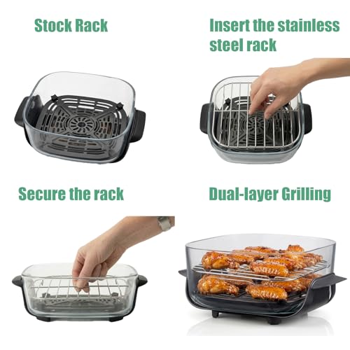 Buwesru 2PCS Crisper Rack for Ninja Crispi Air Fryer FN101 Wire Rack for COSORI Rellytech Crispi Accessories Grill Racks for Ninja Crispi Replacement Parts Stackable Rack Stainless Steel SUS304 - Image 3