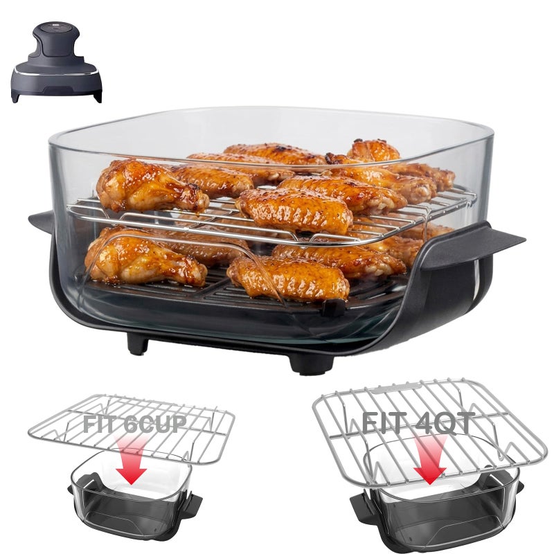Buwesru 2PCS Crisper Rack for Ninja Crispi Air Fryer FN101 Wire Rack for COSORI Rellytech Crispi Accessories Grill Racks for Ninja Crispi Replacement Parts Stackable Rack Stainless Steel SUS304 - Image 2
