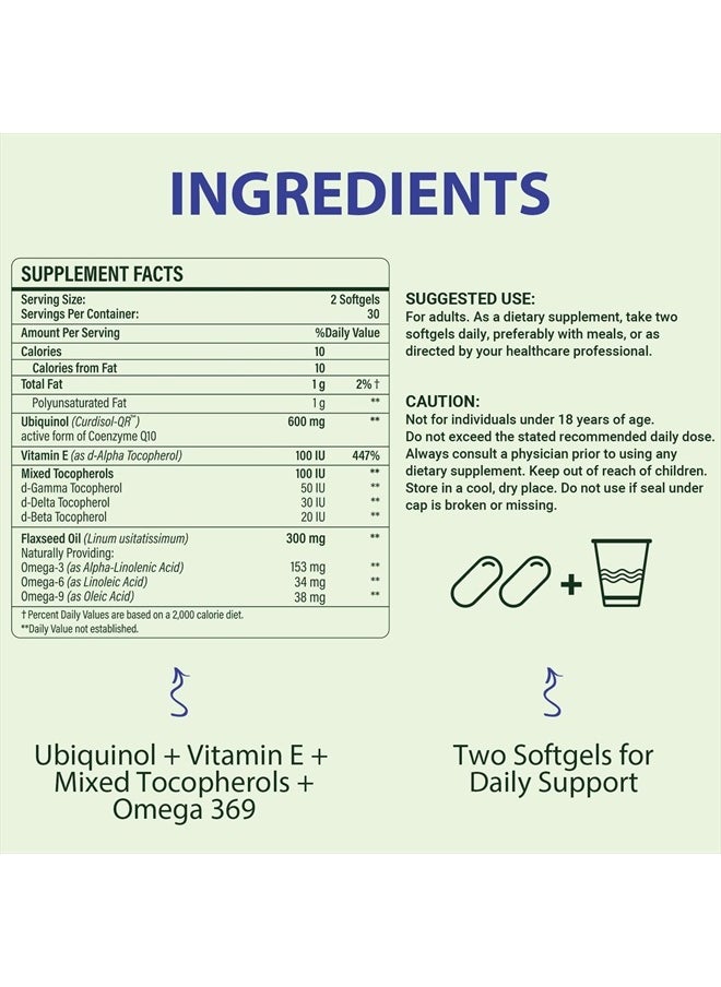 Mistaccy - CoQ10 600mg Softgels | High Absorption CoQ10 Ubiquinol Supplement | Reduced Form Enhanced with Vitamin E & Omega 3 6 9 | Antioxidant Powerhouse Good for Health | 60 Softgels - Image 1