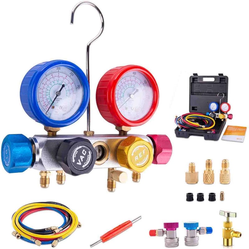 BACOENG Pro 4 Way AC Diagnostic Manifold Gauge Set - Image 2