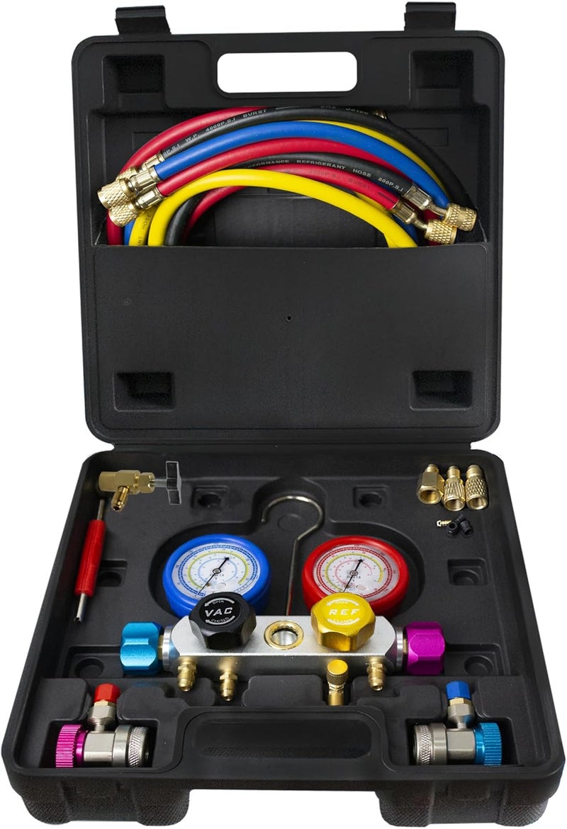 BACOENG Pro 4 Way AC Diagnostic Manifold Gauge Set - Image 1