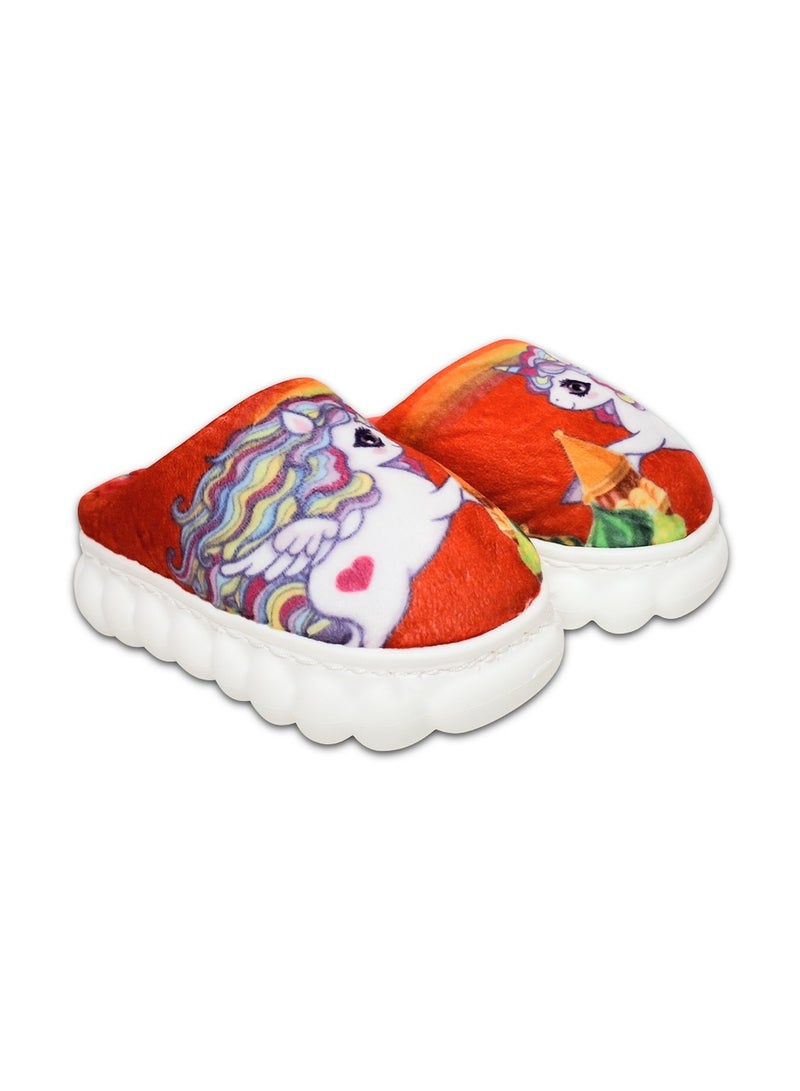 Unicorn Kids Fur Slipper With Rubber Sole "Fits 1 Size Smaller"