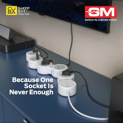 GM G-Hoop 5+1 Spike Guard | Extension Board with USB Type-A & Type-C Master Switch| LED Indicator|1.8 Meter Cord |Surge & Overcurrent Protection| 4 International Sockets| Perfect for Homes and Offices - Image 2