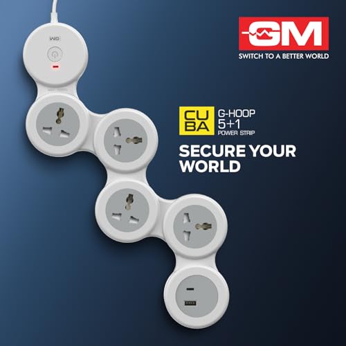 GM G-Hoop 5+1 Spike Guard | Extension Board with USB Type-A & Type-C Master Switch| LED Indicator|1.8 Meter Cord |Surge & Overcurrent Protection| 4 International Sockets| Perfect for Homes and Offices - Image 4