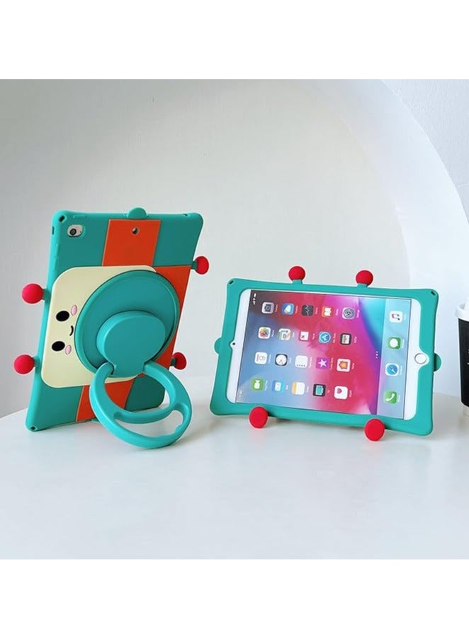 Slim Fit Premium Cute Soft Silicone Robot Pattern Tablet Case with 360° Rotatable Foldable Kickstand and Lanyard Shockproof Cover Case for iPad Air 5 2022 10.9 - Image 4