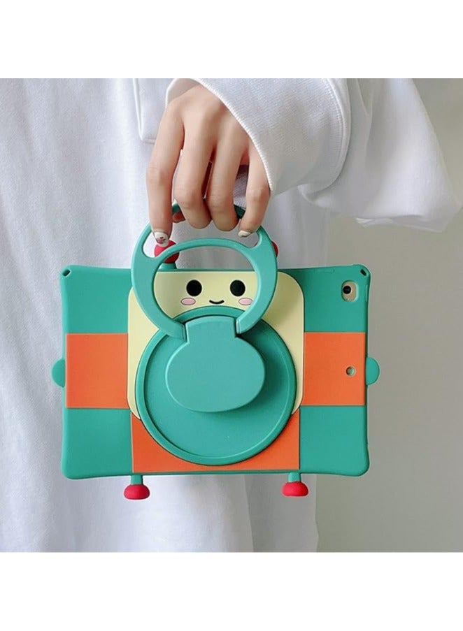 Slim Fit Premium Cute Soft Silicone Robot Pattern Tablet Case with 360° Rotatable Foldable Kickstand and Lanyard Shockproof Cover Case for iPad Air 5 2022 10.9 - Image 5