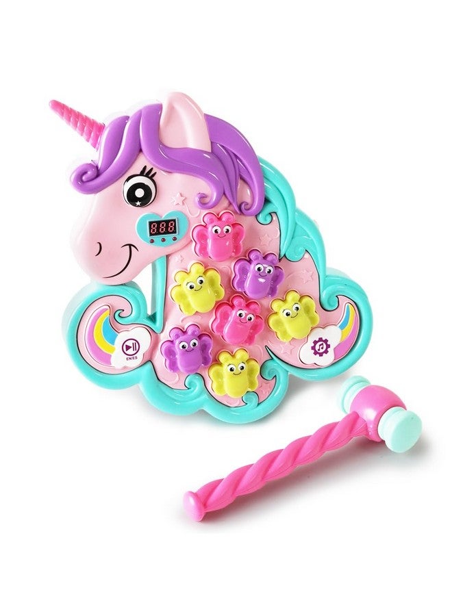 BOLEY Boley Unicorn Hammer Mole Type Game with Lights, Sounds, 5 Modes, Soft Hammer, LED Score Display, Colorful Butterfly Buttons - Educational Interactive Whack a Frog Like Toy Toddlers - Ages 3 and Up! - Image 1