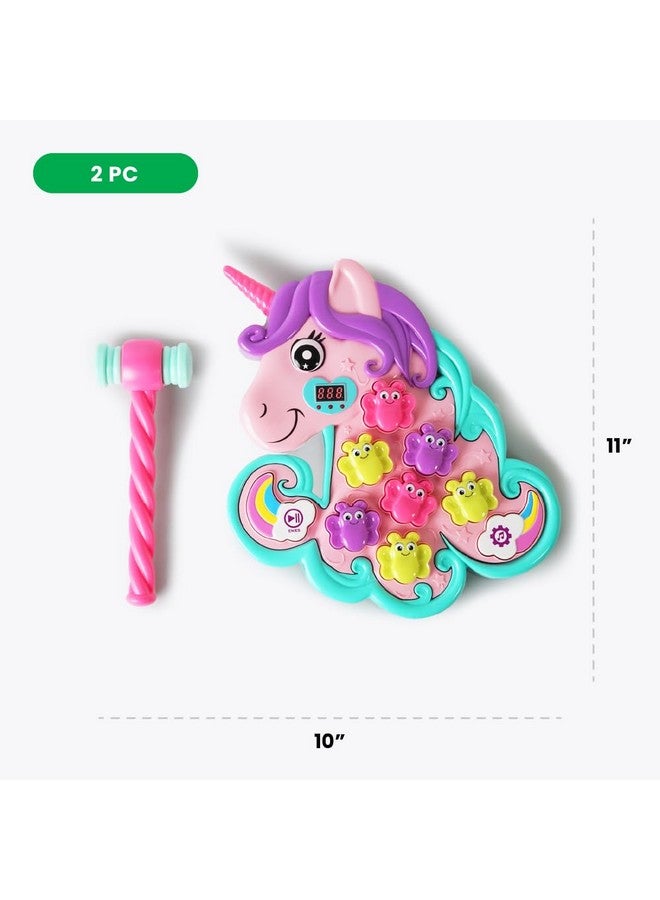 BOLEY Boley Unicorn Hammer Mole Type Game with Lights, Sounds, 5 Modes, Soft Hammer, LED Score Display, Colorful Butterfly Buttons - Educational Interactive Whack a Frog Like Toy Toddlers - Ages 3 and Up! - Image 5