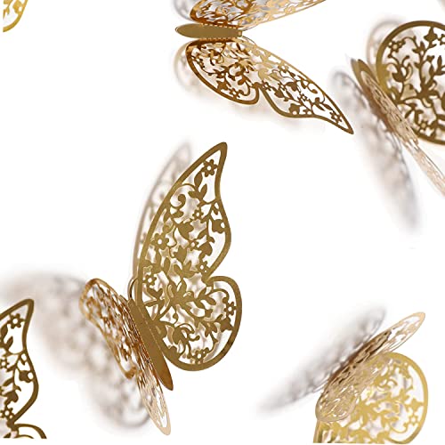 Xtore® 12pcs 3D Gorgeous Shiny Gold Butterfly Stickers with Sticking Pads- (Golden, Set of 12) - Image 3