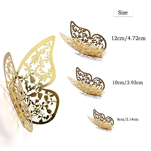 Xtore® 12pcs 3D Gorgeous Shiny Gold Butterfly Stickers with Sticking Pads- (Golden, Set of 12) - Image 4