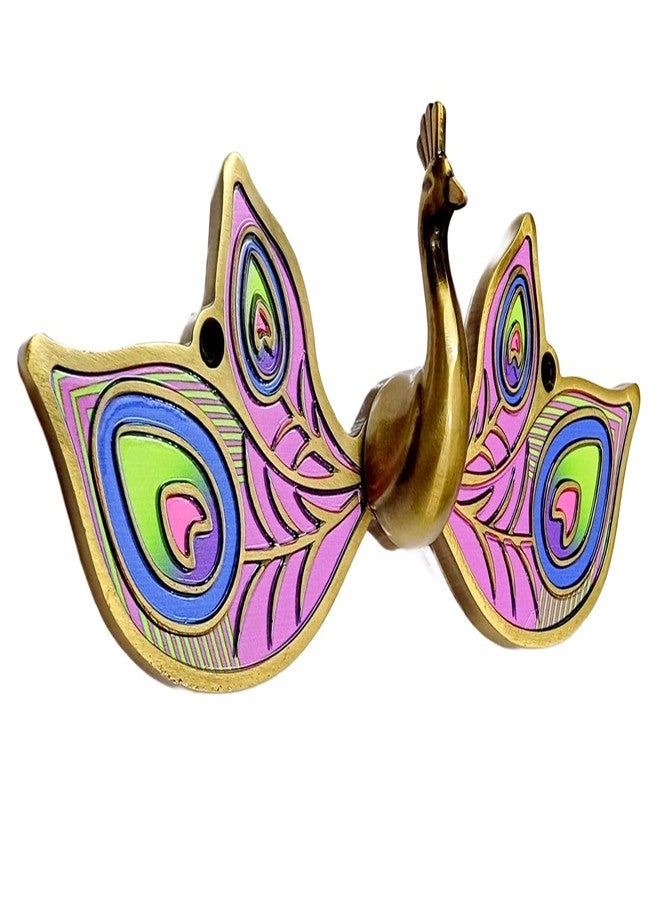 Zeetab Metal 3D Peacock Wall Art, Colorful Peacock Feather Design, Brass Finish, Decorative Showpiece & Gift item for Home Decor (Antique Brass) - Image 2