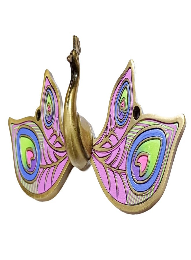 Zeetab Metal 3D Peacock Wall Art, Colorful Peacock Feather Design, Brass Finish, Decorative Showpiece & Gift item for Home Decor (Antique Brass) - Image 4