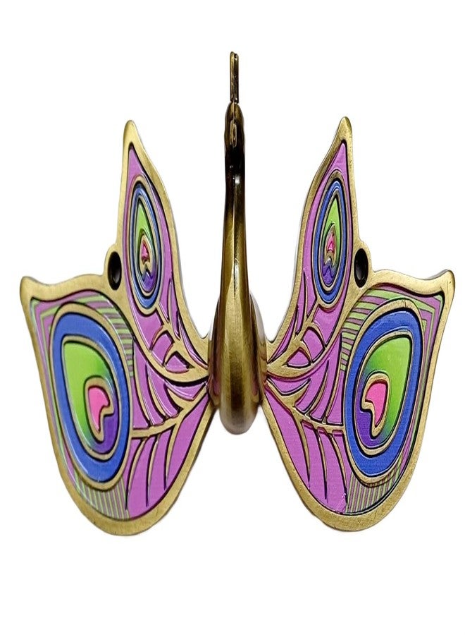 Zeetab Metal 3D Peacock Wall Art, Colorful Peacock Feather Design, Brass Finish, Decorative Showpiece & Gift item for Home Decor (Antique Brass) - Image 3