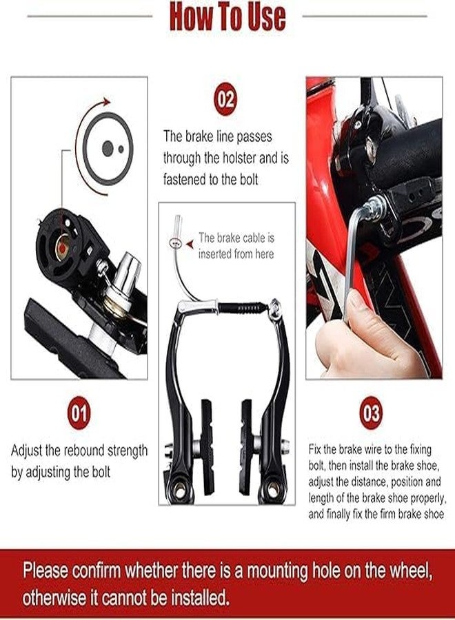 Aywal Cycle V-Brake Panja Set Front & Rear Alloy Power Brakes Set for Bicycle, Black - Image 4