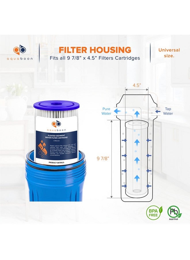 أكوابون فلتر مياه Aquaboon 5 ميكرون مطوي للرواسب، 10 خراطيش × 4.5 - بديل لفلتر مياه المنزل بالكامل - خراطيش فلاتر مياه المنزل بالكامل متوافقة مع فلاتر الآبار FXHSC، R50-BBSA، عبوة من 4 قطع - Image 1