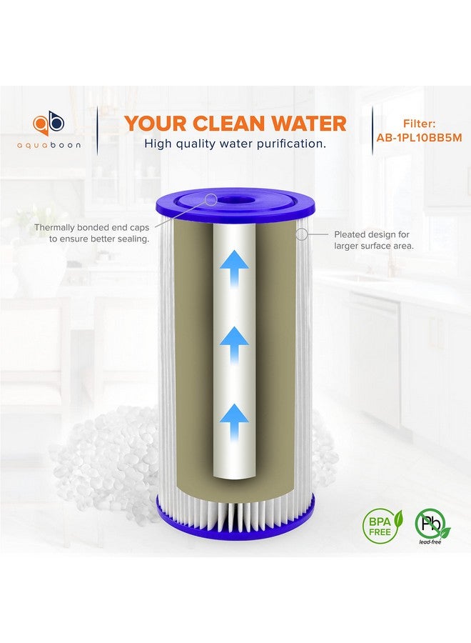أكوابون فلتر مياه Aquaboon 5 ميكرون مطوي للرواسب، 10 خراطيش × 4.5 - بديل لفلتر مياه المنزل بالكامل - خراطيش فلاتر مياه المنزل بالكامل متوافقة مع فلاتر الآبار FXHSC، R50-BBSA، عبوة من 4 قطع - Image 4