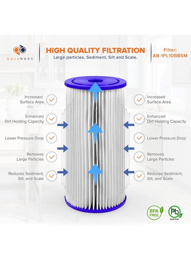 أكوابون فلتر مياه Aquaboon 5 ميكرون مطوي للرواسب، 10 خراطيش × 4.5 - بديل لفلتر مياه المنزل بالكامل - خراطيش فلاتر مياه المنزل بالكامل متوافقة مع فلاتر الآبار FXHSC، R50-BBSA، عبوة من 4 قطع - Image 2