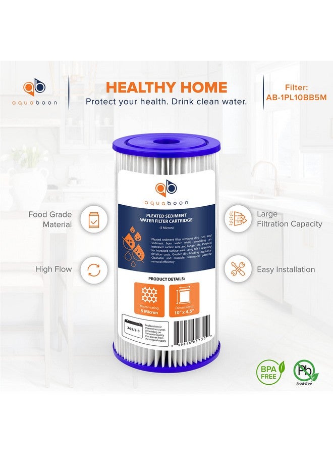 أكوابون فلتر مياه Aquaboon 5 ميكرون مطوي للرواسب، 10 خراطيش × 4.5 - بديل لفلتر مياه المنزل بالكامل - خراطيش فلاتر مياه المنزل بالكامل متوافقة مع فلاتر الآبار FXHSC، R50-BBSA، عبوة من 4 قطع - Image 3