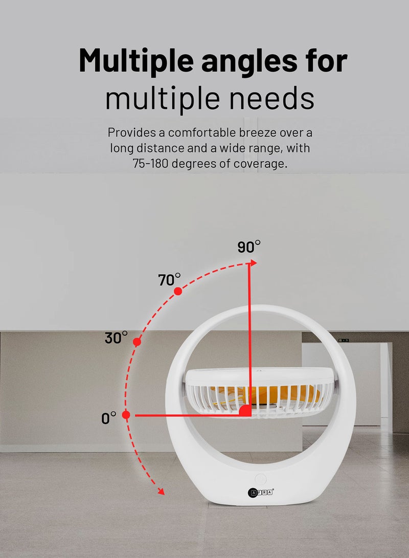 عفرا مروحة محمولة مدمجة AFRA، 3.7 فولت، 6 بوصات، 1800 مللي أمبير، مع مقبض حمل، قابلة لإعادة الشحن، قابلة للتعديل، تغطية بزاوية واسعة، ضوضاء منخفضة، توفير الطاقة، حماية من الشحن الزائد، مع ضمان لمدة سنتين - Image 5