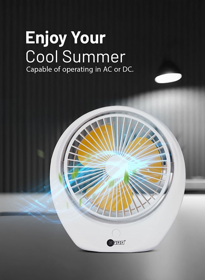 عفرا مروحة محمولة مدمجة AFRA، 3.7 فولت، 6 بوصات، 1800 مللي أمبير، مع مقبض حمل، قابلة لإعادة الشحن، قابلة للتعديل، تغطية بزاوية واسعة، ضوضاء منخفضة، توفير الطاقة، حماية من الشحن الزائد، مع ضمان لمدة سنتين - Image 4