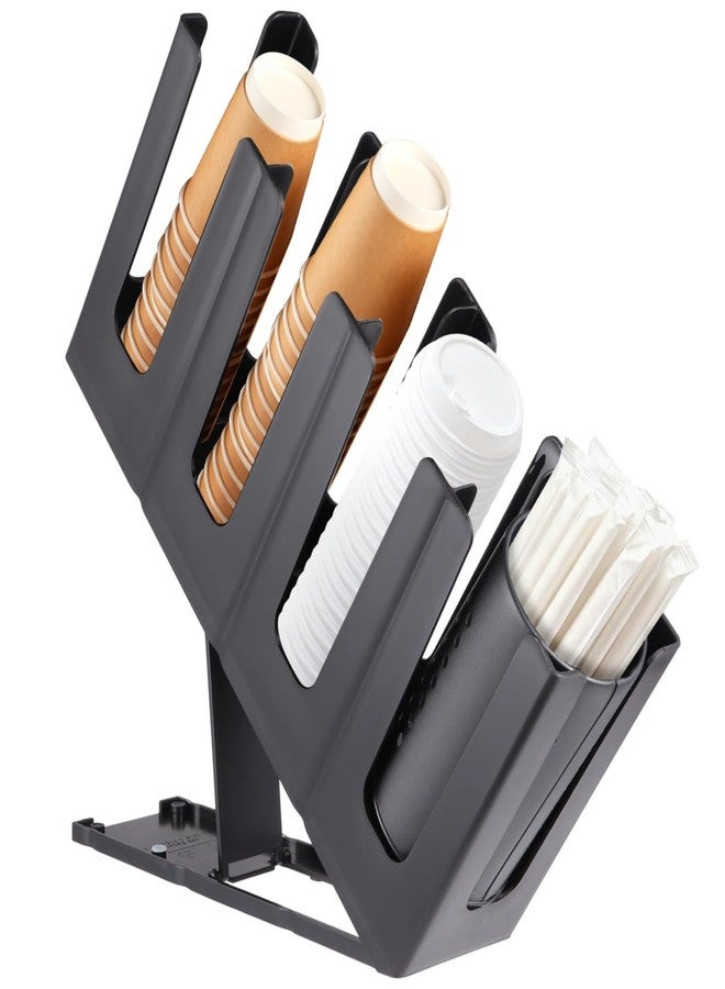 DORMIYA Cup Holder Lid Dispenser with Straw Organizer, Plastic 4 Compartment Cup Storage Organizer with 7-Level Adjustable Height for Office, Coffee Station, Bar, Restaurant - Image 2