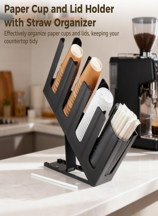 DORMIYA Cup Holder Lid Dispenser with Straw Organizer, Plastic 4 Compartment Cup Storage Organizer with 7-Level Adjustable Height for Office, Coffee Station, Bar, Restaurant - Image 4
