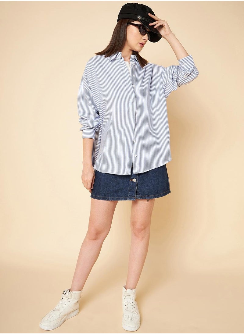 Oversized Striped Casual Shirt for Women - pzsku/ZCFC3813C1DF8A88CD0EDZ/45/_/1730708597/d890c630-24d5-4573-8df9-fd1002b70d6b