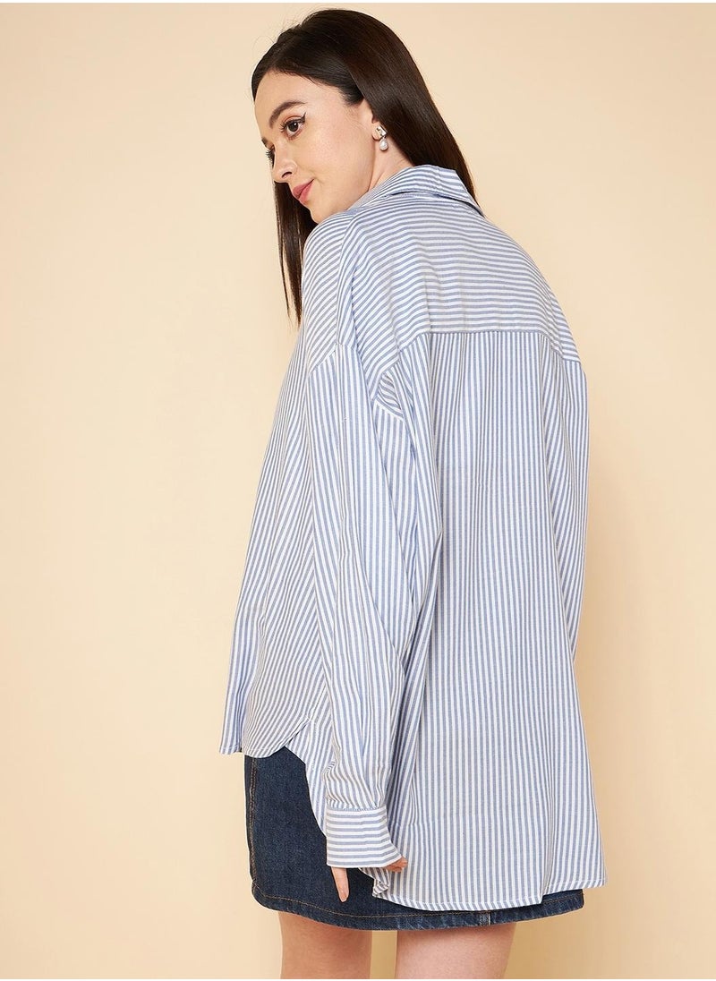 Oversized Striped Casual Shirt for Women - pzsku/ZCFC3813C1DF8A88CD0EDZ/45/_/1730708634/f71cb36e-915c-454e-9710-52cb044c2394