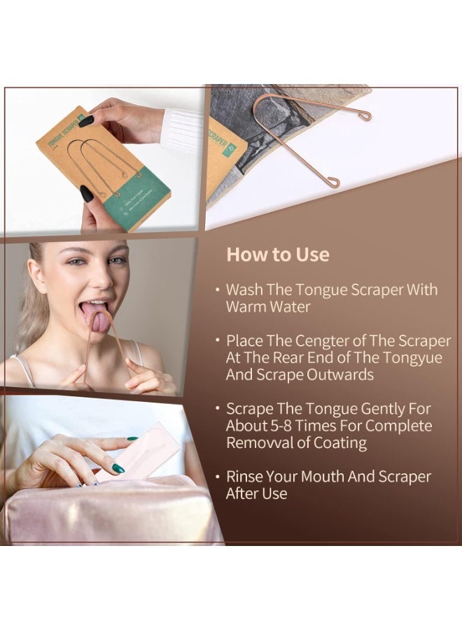 Y-Kelin Pure Copper Tongue Scraper Set – 2 Pieces Tongue Cleaner & Tongue Brush for Oral Care, Reusable Stainless Grip Design for Fresh Breath & Daily Hygiene - Image 5