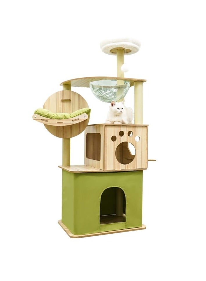Cat tree,Cat tower-Cat tree for indoor cats Transparent space capsule, Plush jumping platform Non Ladder - Image 1