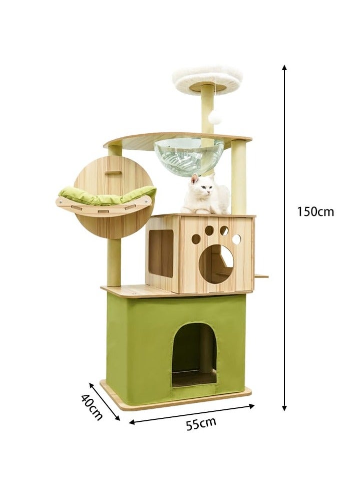 Cat tree,Cat tower-Cat tree for indoor cats Transparent space capsule, Plush jumping platform Non Ladder - Image 2