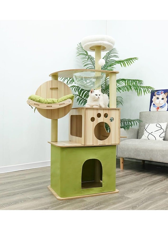 Cat tree,Cat tower-Cat tree for indoor cats Transparent space capsule, Plush jumping platform Non Ladder - Image 3