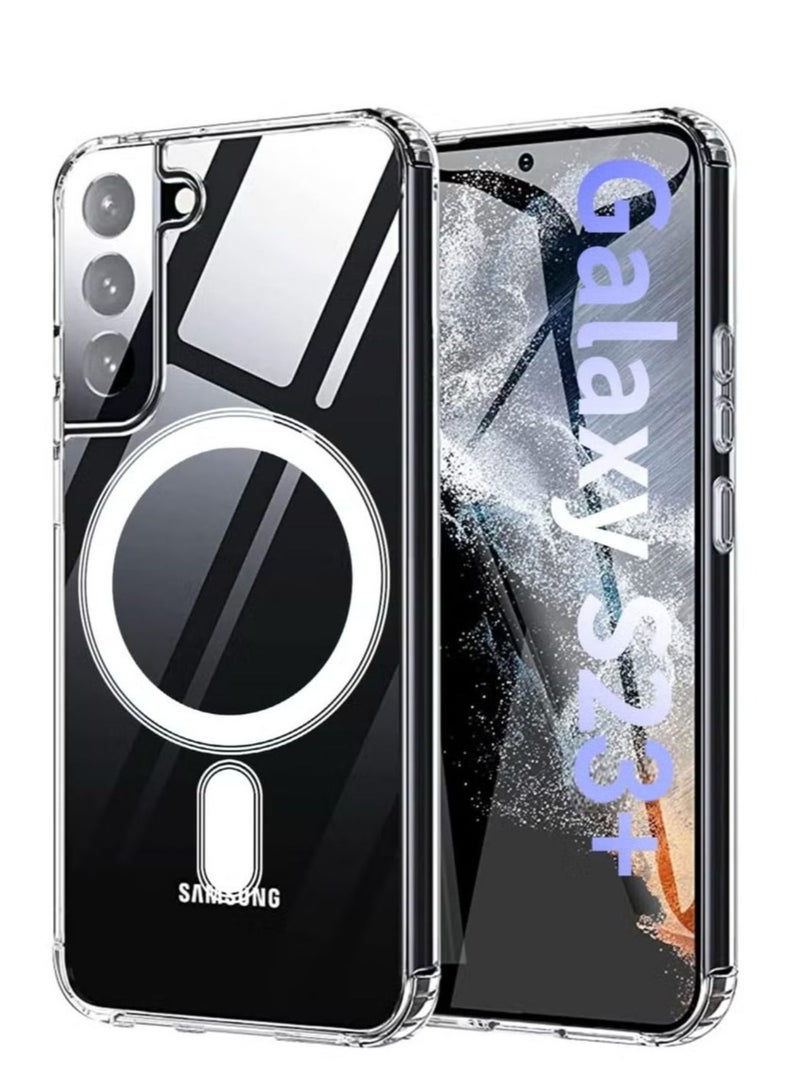 Magnetic Samsung Galaxy S23 Plus, Magnetic Case, Compatible with MagSafe Wireless Charging, Anti-Scratch Bumper Cover (Clear), TPU - PC - Image 1