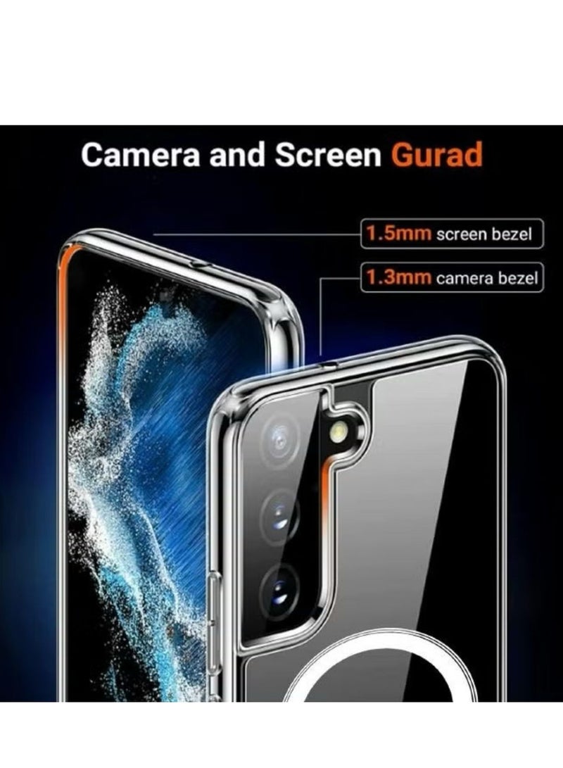 Magnetic Samsung Galaxy S23 Plus, Magnetic Case, Compatible with MagSafe Wireless Charging, Anti-Scratch Bumper Cover (Clear), TPU - PC - Image 3