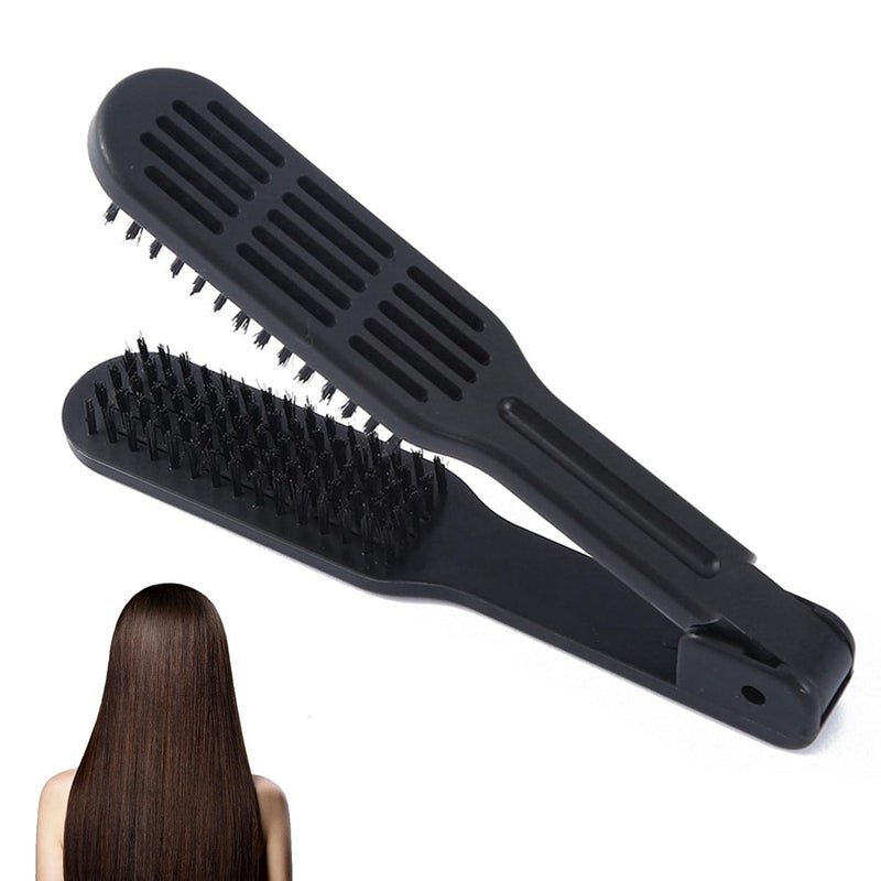 Clamp Hair Brush Double Sided Brush Straightening Detangler CombSmoothing Nylon Bristle Straightener Detangler Splint CombHair Styling for Straightening Knotty Unkempt Hair