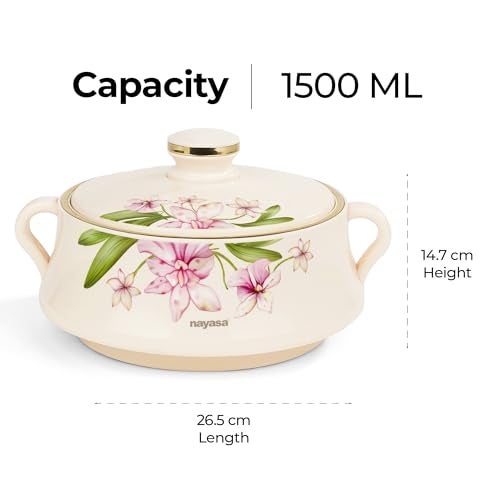 Nayasa Lorenzo Insulated Inner Stainless Steel Casserole- 1500 ML | Serving Bowl with Lid | Hot Pot for Kitchen | Roti Box | Ivory - Image 4
