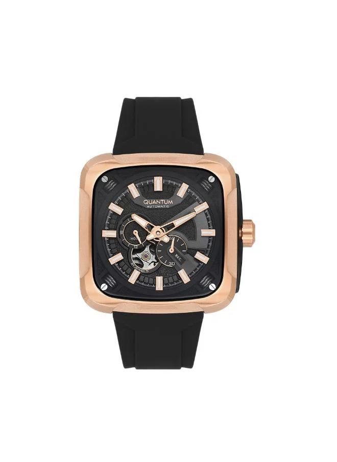 كوانتوم QUANTUM QMG1135.451 Men's Automatic Display Watch & Silicone Strap Black