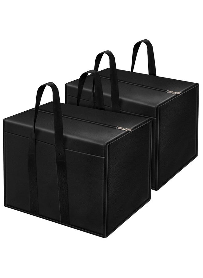 Storite 2 Pack Nylon 85 L Moisture Proof Multi-Purpose Underbed Storage Bag/Clothing Storage Organiser/Toy Storage/Stationery Paper Storage Bag With Zipper And Strong Handle (Black,57X36.8 X40.5 Cm)  - Image 1