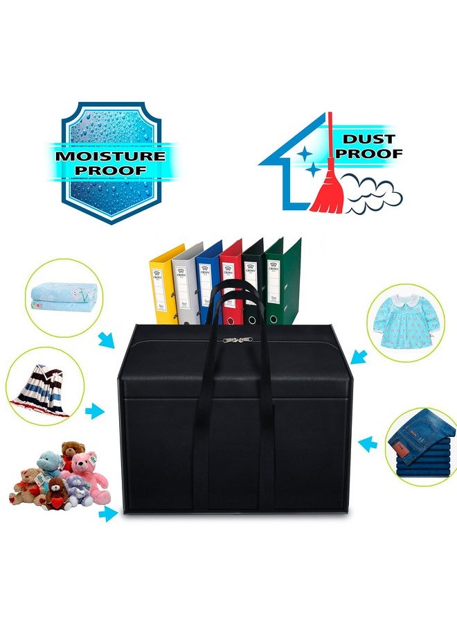 Storite 2 Pack Nylon 85 L Moisture Proof Multi-Purpose Underbed Storage Bag/Clothing Storage Organiser/Toy Storage/Stationery Paper Storage Bag With Zipper And Strong Handle (Black,57X36.8 X40.5 Cm)  - Image 5