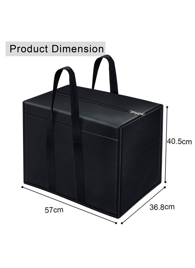 Storite 2 Pack Nylon 85 L Moisture Proof Multi-Purpose Underbed Storage Bag/Clothing Storage Organiser/Toy Storage/Stationery Paper Storage Bag With Zipper And Strong Handle (Black,57X36.8 X40.5 Cm)  - Image 2